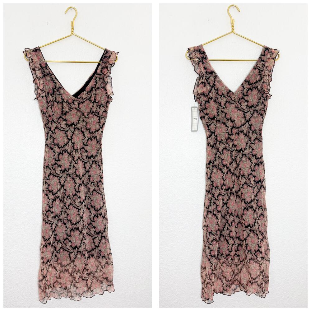 NWT Y2K Vintage Floral Chiffon Midi Slip Dress Size 7 Whimsigoth Fairy La Belle